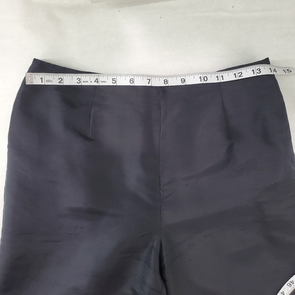 CLIO 100% Silk Top & Pants Set Green Wrap Top Black Pants Size S Top Size 4 Pant - Picture 14 of 16